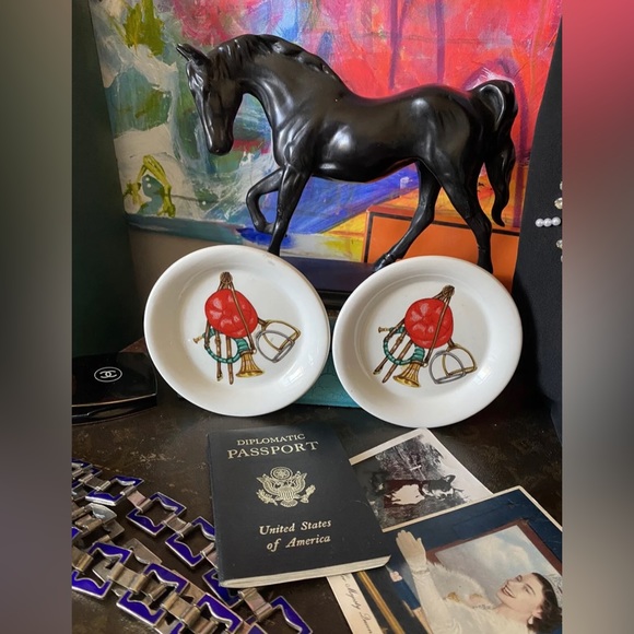 RARE GUCCI Equestrian Bone China Trinket Dishes Plates Designer Hone Decor GG - Picture 9 of 10